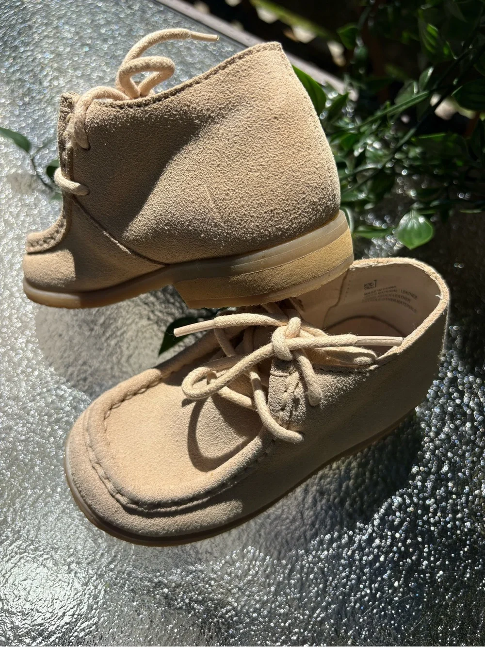 Janie and Jack Tan Suede Moccasin Lace-Up Kids Shoes